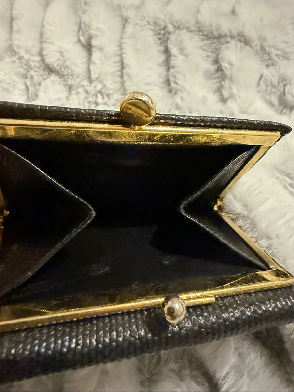 Salvatore Ferragamo Black Textured Leather Wallet with Gold Vara Accent